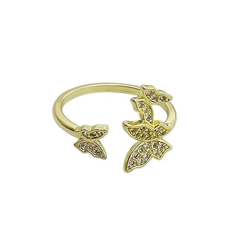 Butterfly Rhinestone Alloy Open Ring (various designs)