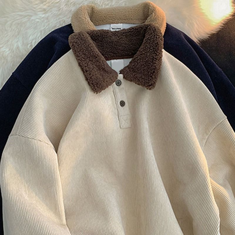 Fleece Collar Polo Sweatshirt