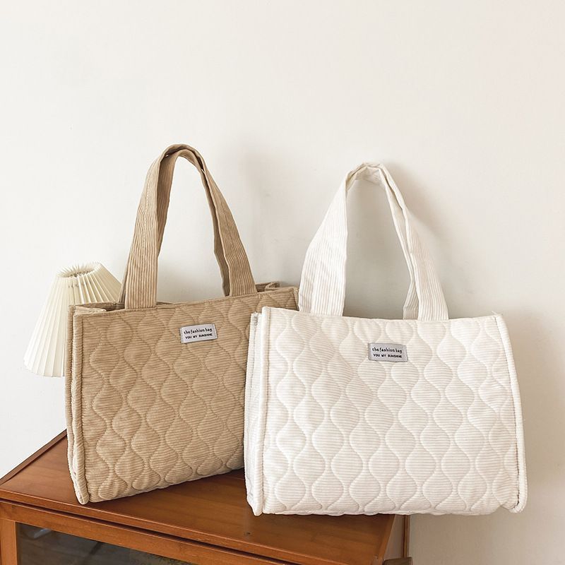 Quilted Corduroy Tote Bag