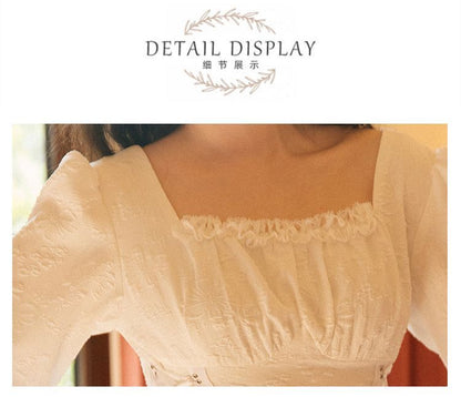 Long-Sleeve Lace Up Midi A-Line Dress