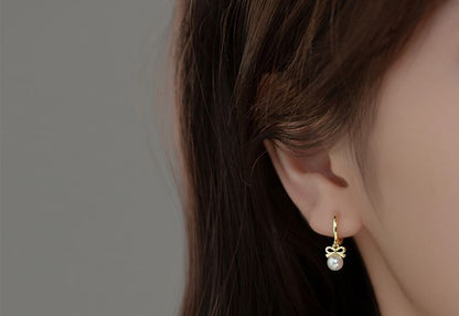 Faux Pearl Sterling Silver Dangle Earring