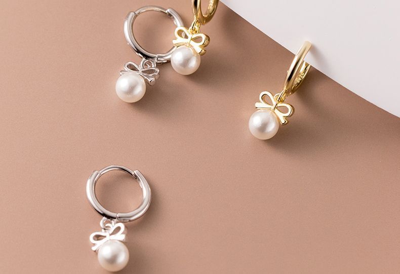 Faux Pearl Sterling Silver Dangle Earring