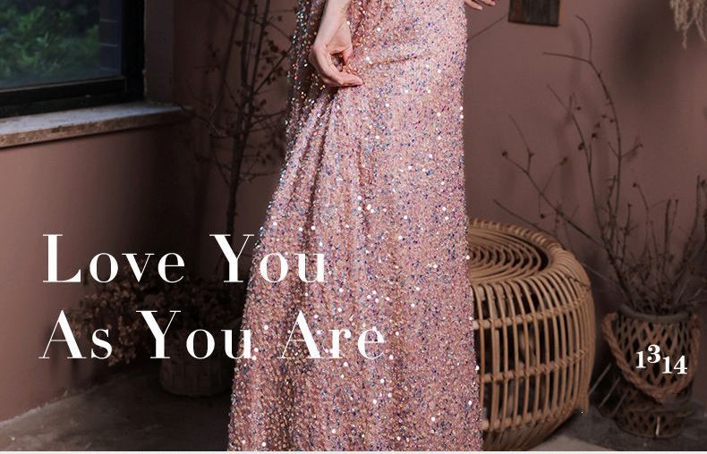 Gown Sequined 3/4-Sleeve A-Line Evening