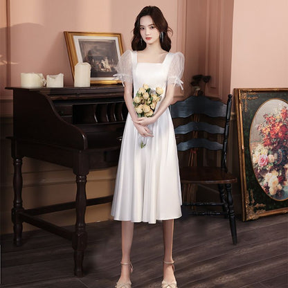 Lace Panel A-Line Cocktail Dress / Evening Gown