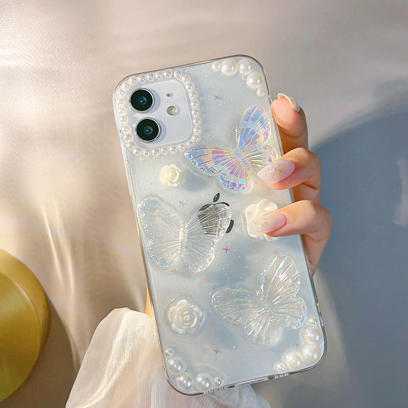 3D Butterfly Transparent Phone Case