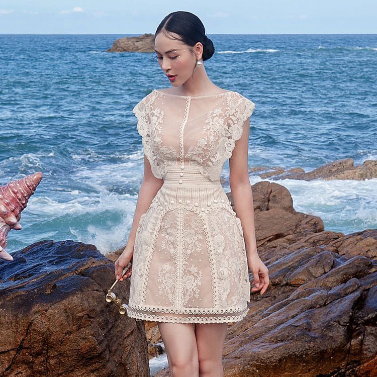 Sleeveless Lace A-Line Party Dress