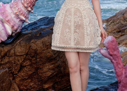 Sleeveless Lace A-Line Party Dress