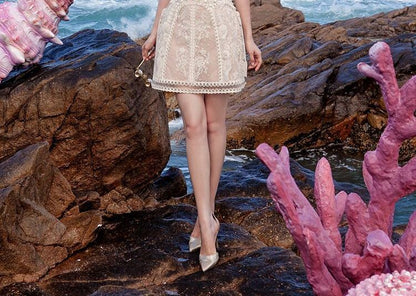 Sleeveless Lace A-Line Party Dress