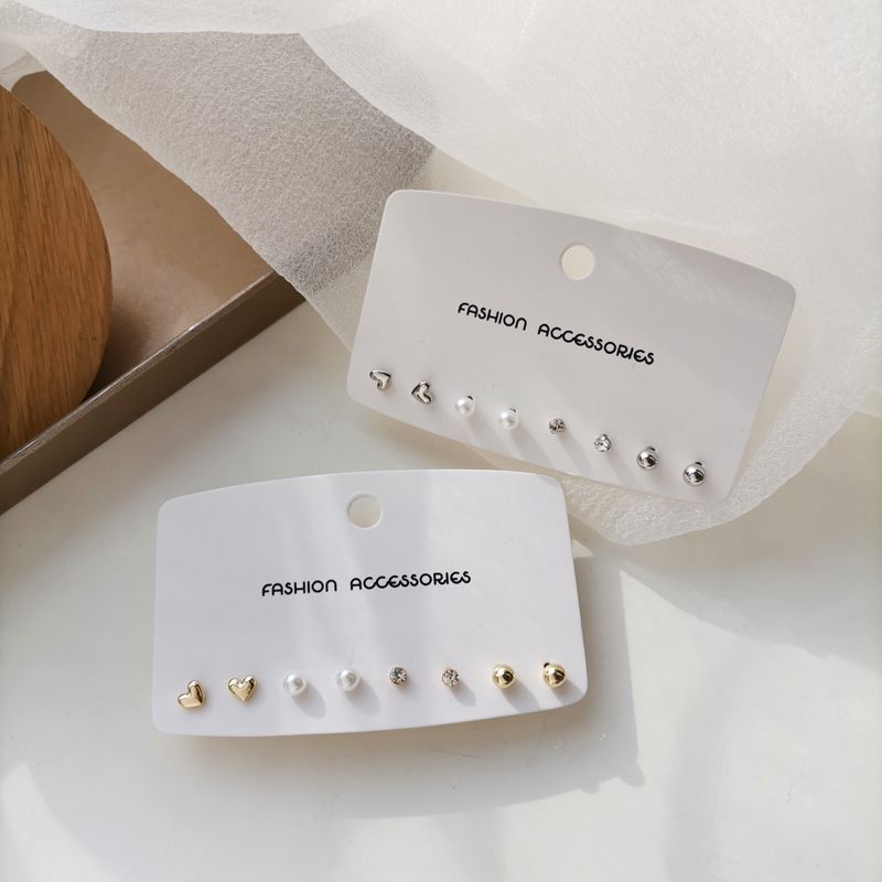 4 Pair Set:  Faux Pearl / Rhinestone / Alloy Earring (various designs)