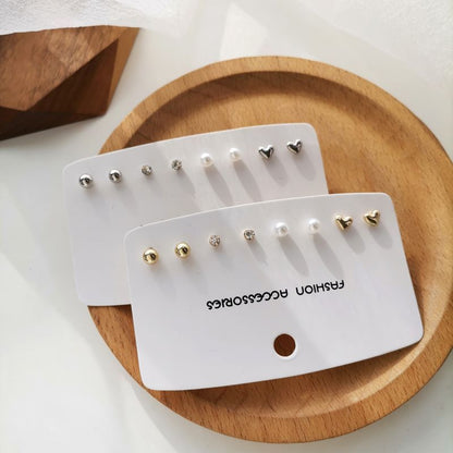 4 Pair Set:  Faux Pearl / Rhinestone / Alloy Earring (various designs)