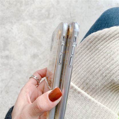 Chinese Characters Gold Leaf Transparent Phone Case