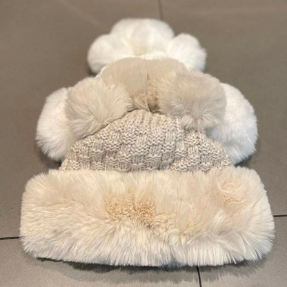 Pom Pom Fluffy Panel Beanie