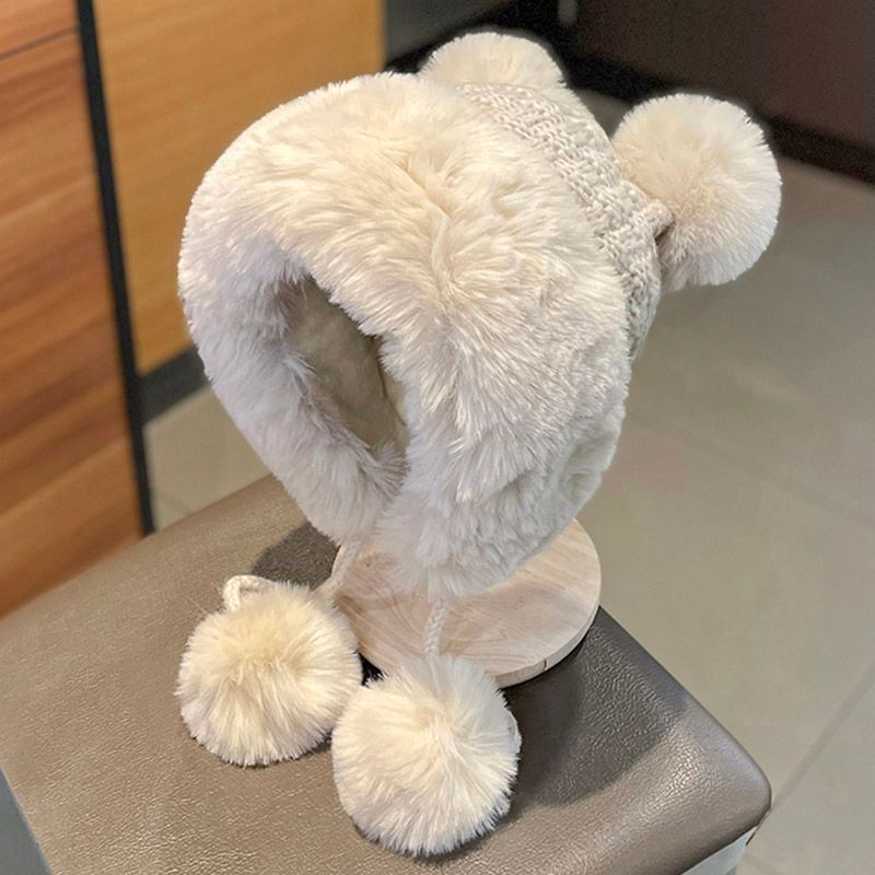 Pom Pom Fluffy Panel Beanie