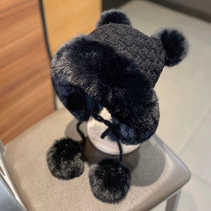 Pom Pom Fluffy Panel Beanie