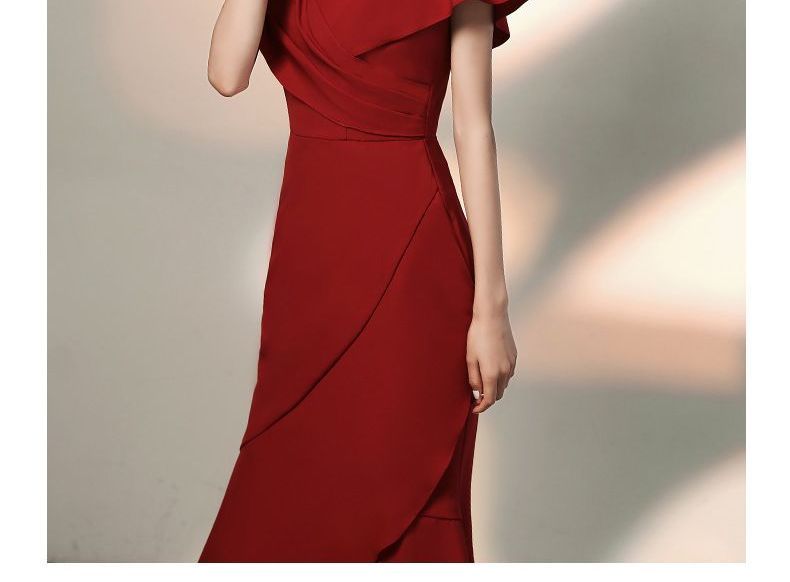 (Various Gown V-Neck Designs) Tiered Short-Sleeve Mermaid