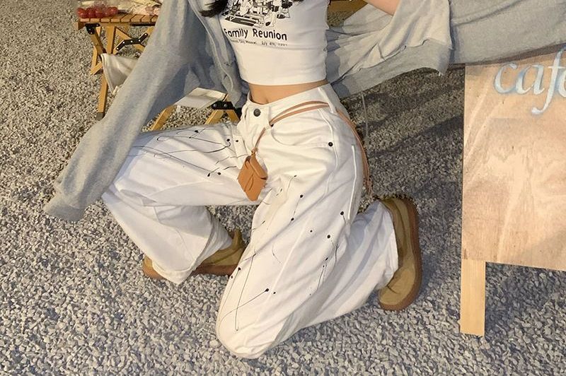 Short-Sleeve Cartoon Print Cropped T-Shirt