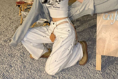 Short-Sleeve Cartoon Print Cropped T-Shirt