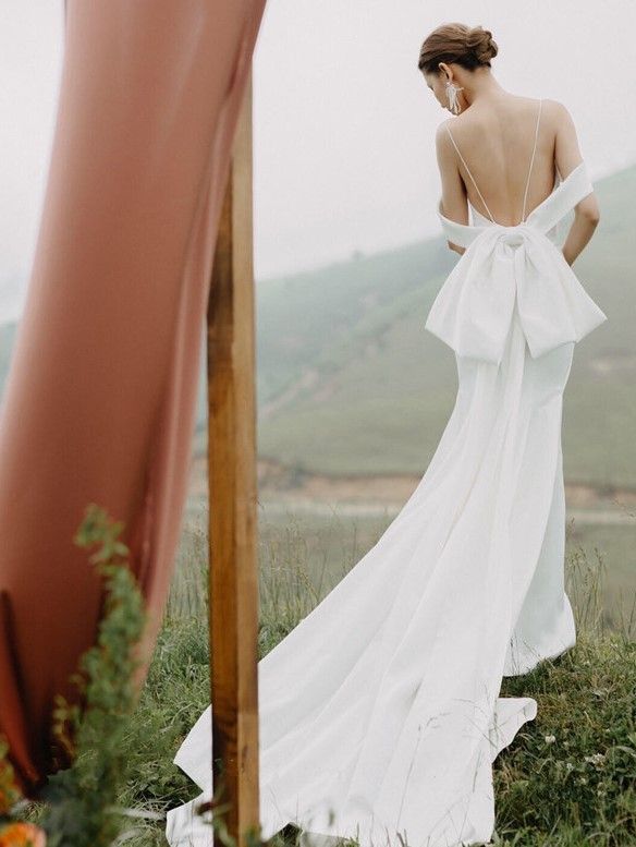 Cold-Shoulder Gown Wedding Sheath