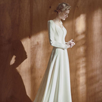 Long-Sleeve A-Line Wedding Gown