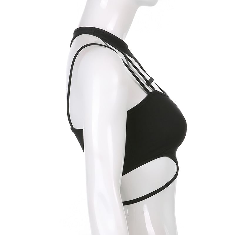 Plain Cutout Cropped Tank Top