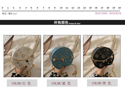 Embroidered Chain Crossbody Bag