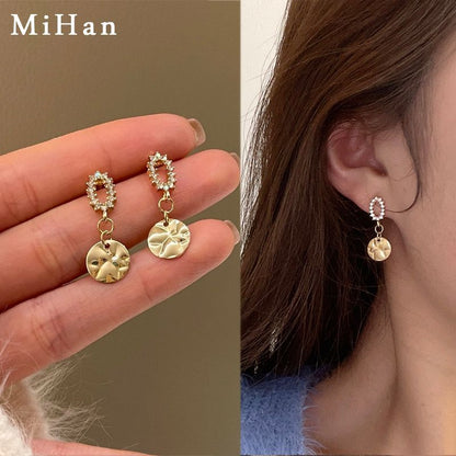 Rhinestone Floral Drop Earring / Clip-On Earring