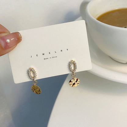 Rhinestone Floral Drop Earring / Clip-On Earring