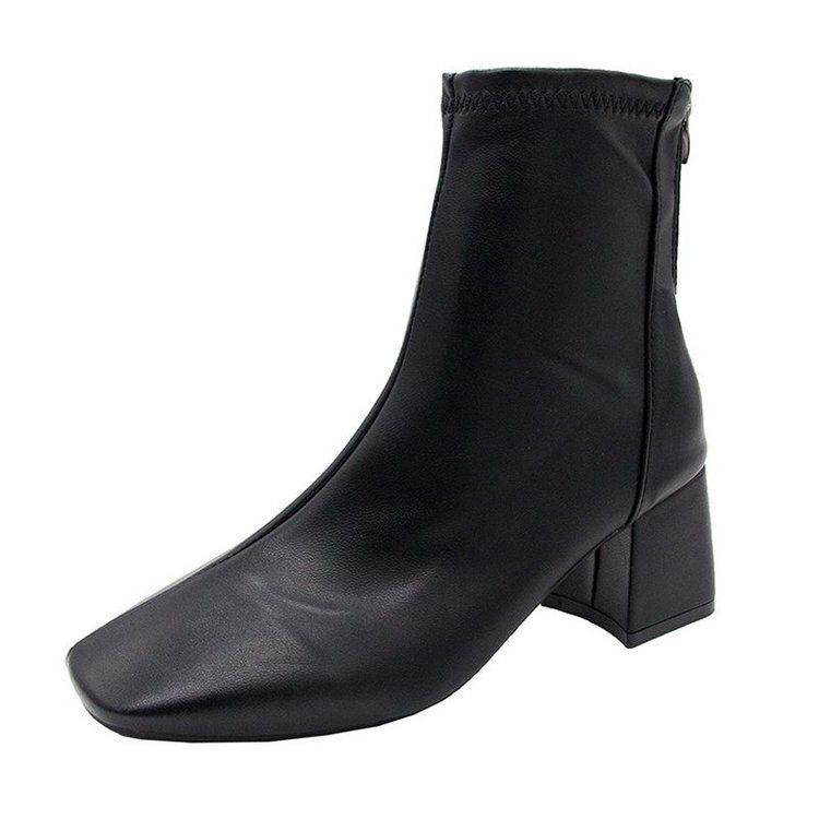 Boots Short Plain Chunky Heel