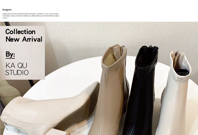 Boots Short Plain Chunky Heel