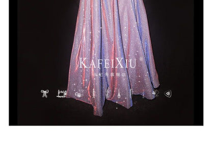 Spaghetti Strap Glitter Maxi Prom Dress