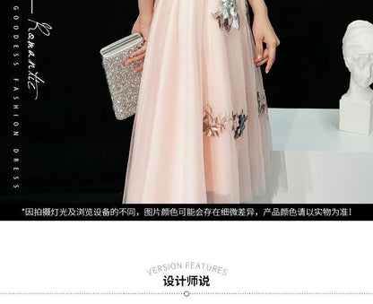 Floral Cocktail Elbow-Sleeve / Gown Embroidered Dress A-Line Evening