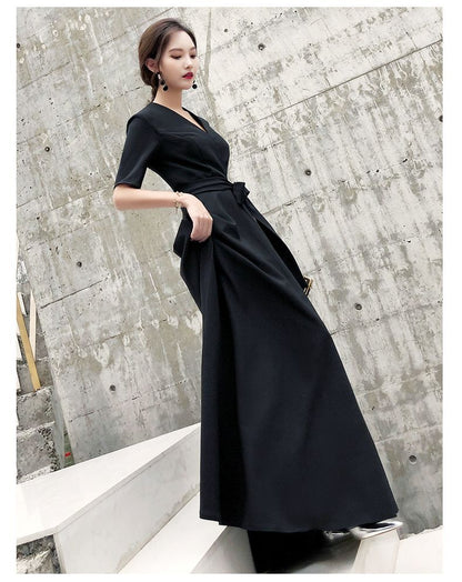 A-Line Short-Sleeve Designs) Evening (Various Tie-Front Gown