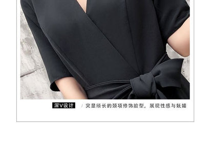 A-Line Short-Sleeve Designs) Evening (Various Tie-Front Gown