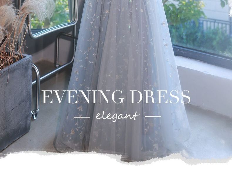 / Puff-Sleeve Cocktail Gown Dress Sequined Evening A-Line