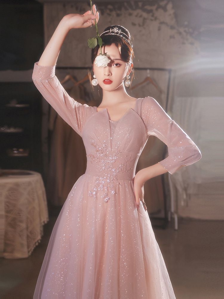 A-Line (Various Puff-Sleeve Evening Gown Floral Embroidered Designs)