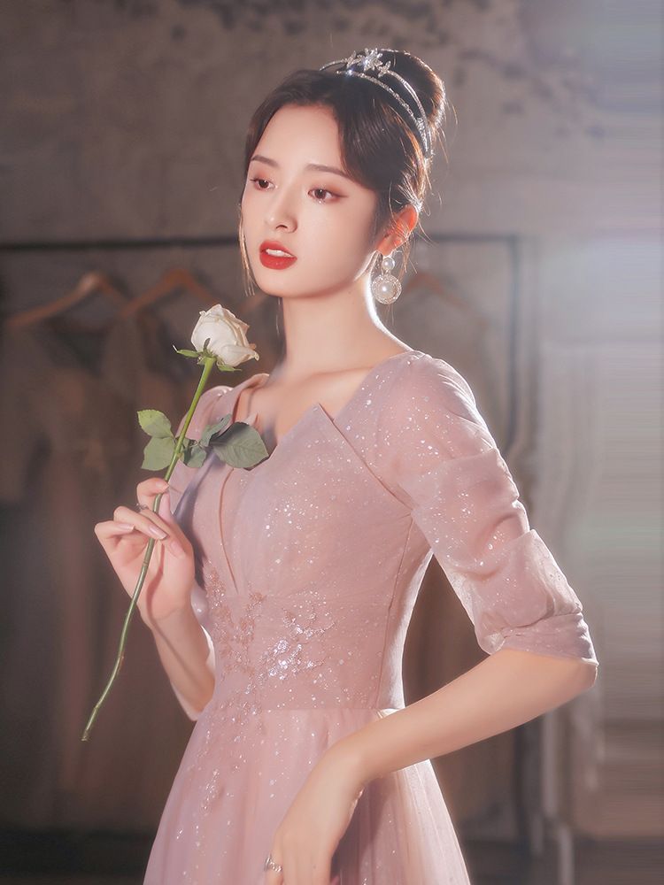 A-Line (Various Puff-Sleeve Evening Gown Floral Embroidered Designs)