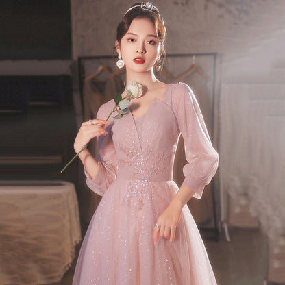 A-Line (Various Puff-Sleeve Evening Gown Floral Embroidered Designs)