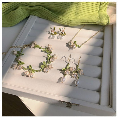 Faux Pearl Flower Stud Earring / Hook Earring / Necklace / Bracelet