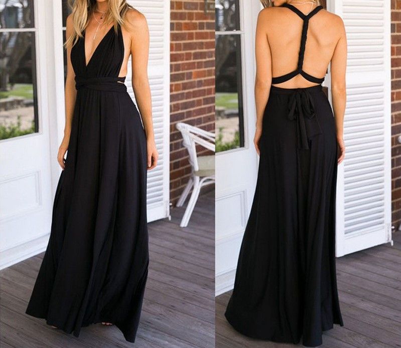 Halter Open-Back Maxi Cocktail Dress