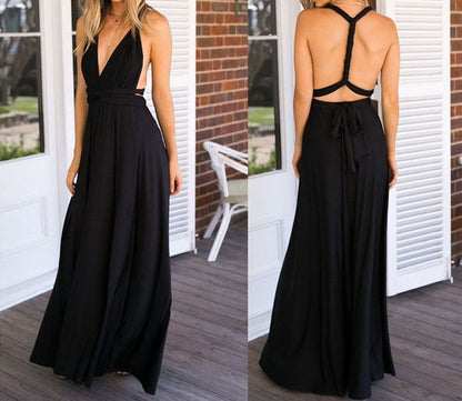 Halter Open-Back Maxi Cocktail Dress