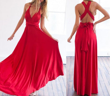 Halter Open-Back Maxi Cocktail Dress