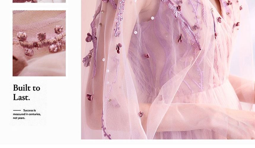 Gown Mesh Evening A-Line Cape-Sleeve