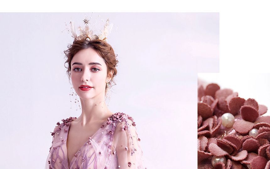 Gown Mesh Evening A-Line Cape-Sleeve