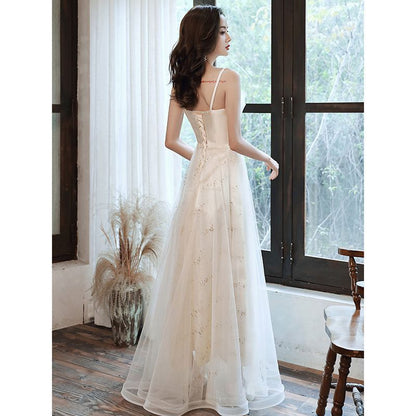 Mesh (Various Designs) A-Line Evening Gown Spaghetti-Strap