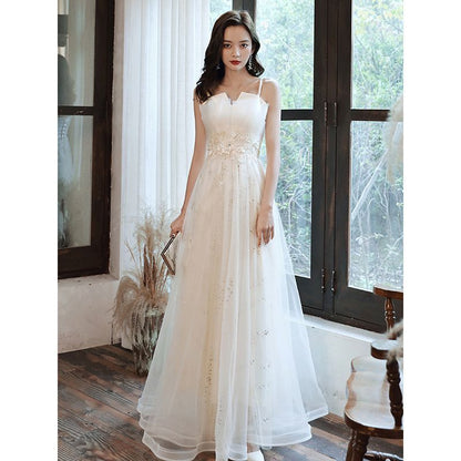 Mesh (Various Designs) A-Line Evening Gown Spaghetti-Strap