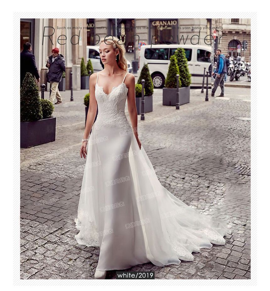 Trained Spaghetti Gown Evening Lace Sheath Strap