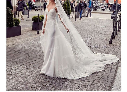 Trained Spaghetti Gown Evening Lace Sheath Strap