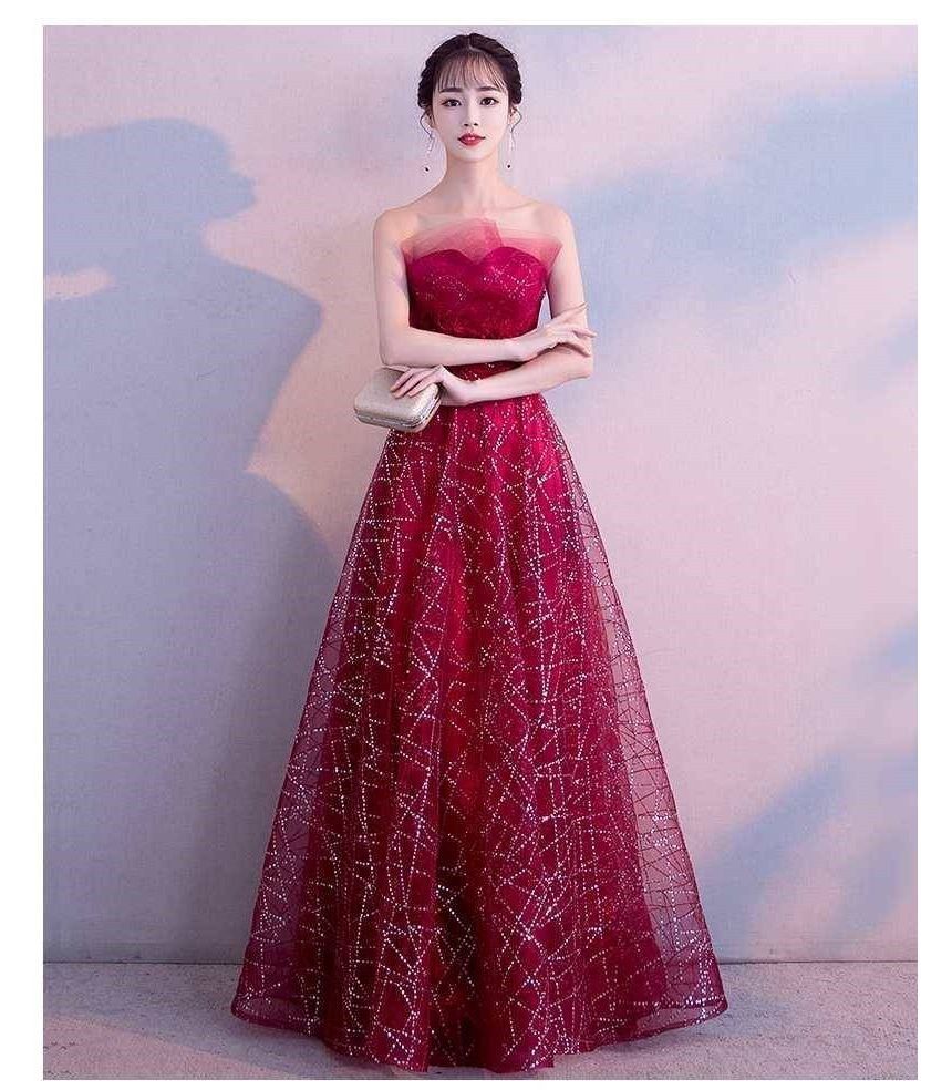 Mesh Glitter Gown Evening Maxi Strapless