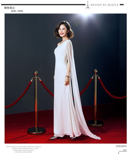 A-Line Cape-Sleeve Evening Gown
