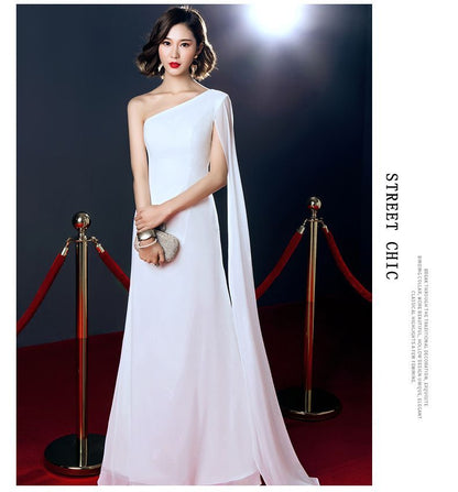 A-Line Cape-Sleeve Evening Gown